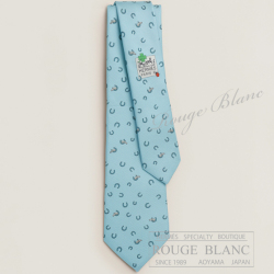 エルメス　ネクタイ　”アウト・オブ・ザ・ボックス”　シエル×ブルー×モワイヤン　シルク 【新品】HERMES Tie ”Out of the box” Ciel×Bleu×Moyen 【NEW】