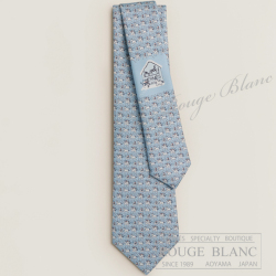 エルメス　ネクタイ　”シュヴァル・ドゥ・ネージュ”　シエル×ブラン×アントラシト　シルク 【新品】HERMES Tie ”Cheval de Neige” Ciel×Blanc×Anthracite 【NEW】