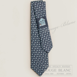 エルメス　ネクタイ　”シュヴァル・ドゥ・ネージュ”　マリン×シエル×ルージュ　シルク 【新品】HERMES Tie ”Cheval de Neige” Marine×Ciel×Rouge 【NEW】