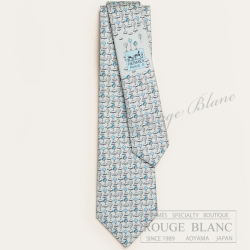 エルメス　ネクタイ　”アップ・イン・ザ・クラウド”　グリクレール×シエル×グレー　シルク 【新品】HERMES Tie ”Up in the clouds” Gris clai×rCiel×Gris【NEW】