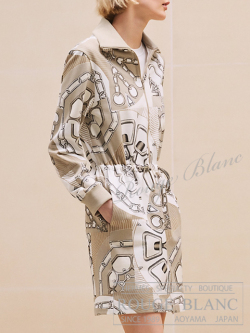 エルメス　2024 A/W　ジップアップドレス　ロングブルゾン　“カレイドスコープ・エフェクト”　ベージュグレーズ　#38　タグ付　【新品】 HERMES Zipped drawstring dress Blouson "Effet Kaleidoscope" beige glaise 【NEW】