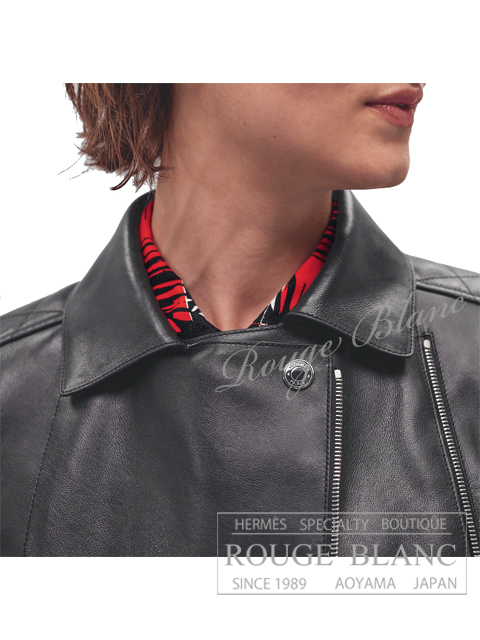 エルメス 2023 S/S レザージャケット バイカージャケット 黒 ブラック