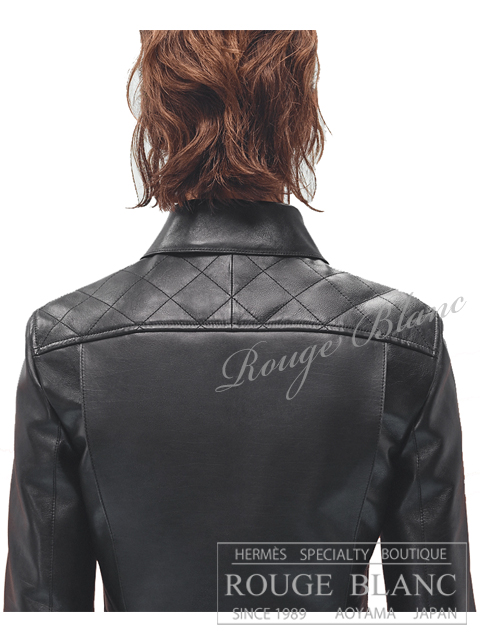 エルメス 2023 S/S レザージャケット バイカージャケット 黒 ブラック