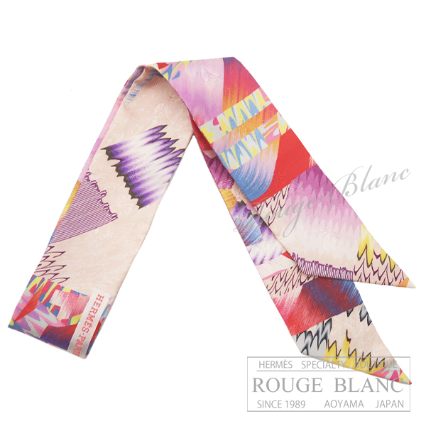 エルメス　ツイリースカーフ　"京都マーブル"　マルチカラー　刺しゅう入り 【新品】 HERMES Twilly Scarf  "Kyoto Marble"  Multi color【NEW】