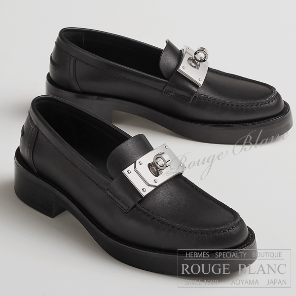 HERMES ローファー （モカシン）ブラック 36 エルメス モカシン ローファー ”ホット” 黒 ブラック #36 【新品】