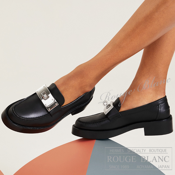 HERMES ローファー （モカシン）ブラック 36 エルメス モカシン ローファー ”ホット” 黒 ブラック #36 【新品】