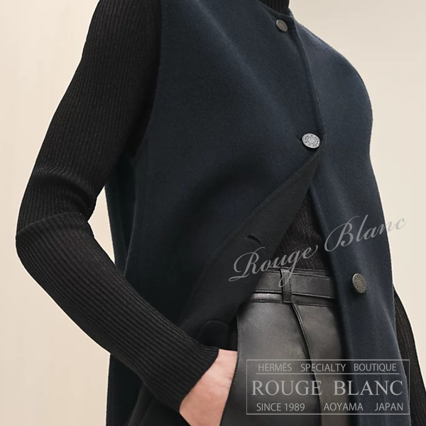 エルメス 2023 A/W カシミア ロングジレ ブルーノワール ＃40 タグ付