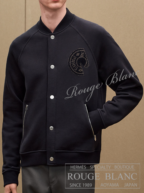 エルメス　2026 A/W　メンズ　テディブルゾン パッチ　”クルー・ド・セル”　ブルーニュイ　#M　タグ付  【新品】