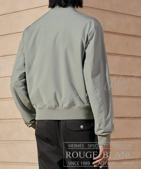 エルメス 2024 S/S メンズ ブルゾン レザーディテール セージ #52 タグ