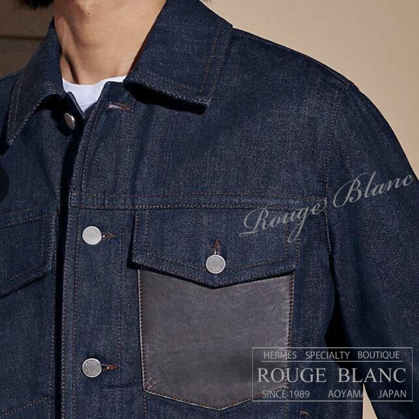 エルメス 2024 A/W メンズ デニムジャケット Gジャン ブルゾン レザー
