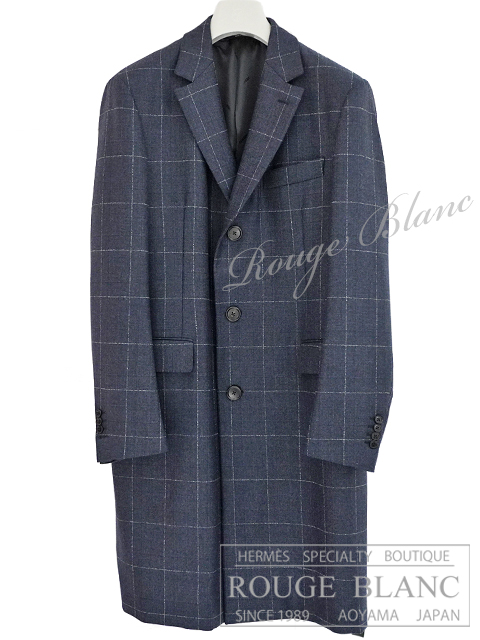 エルメス　オーダー　メンズ　ロングコート　ジャケット　ネイビー　#52　タグ付  【新品】