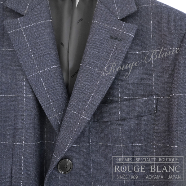 エルメス オーダー メンズ ロングコート ジャケット ネイビー #52 タグ