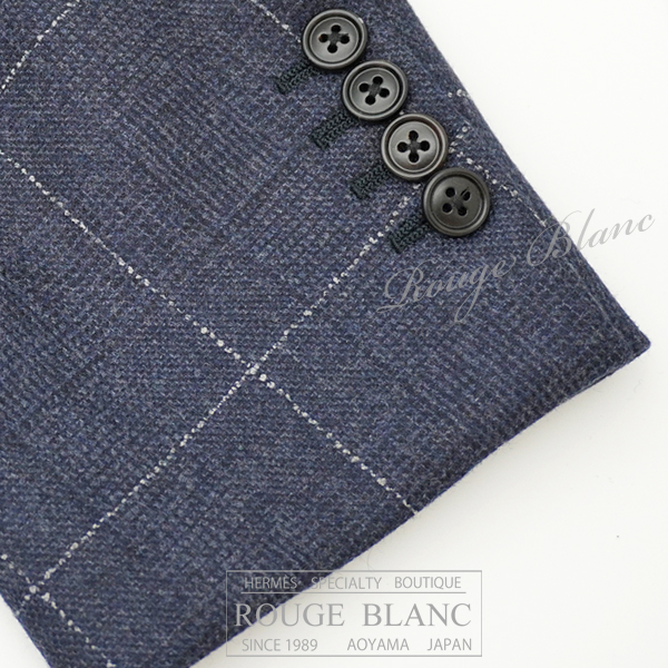 エルメス オーダー メンズ ロングコート ジャケット ネイビー #52 タグ