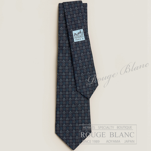 エルメス　ネクタイ　”クチュール・セリエ”　マリン×シエル×ブラン　シルク　【新品】HERMES Tie ”Couture Sellier”  Marine×Ciel×Blanc 【NEW】