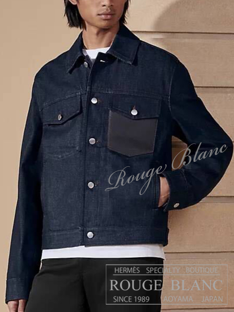エルメス　2025 S/S　メンズ　デニムジャケット　Gジャン　レザーポケット　#52　タグ付  【新品】 HERMES Men's Denim Jacket 【NEW】