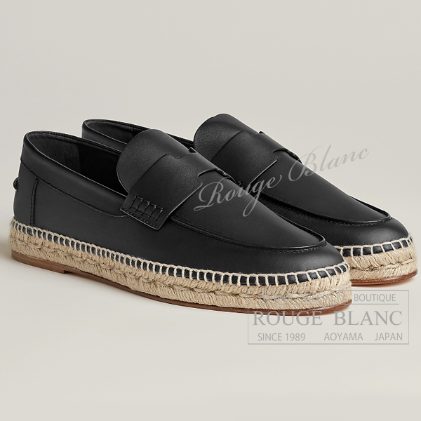 エルメス　メンズ　シューズ　エスパドリーユ　”トリップ”　ブラック　黒　#42　【新品】 HERMES Men's Shoes espadrille "Trip"  Black 【NEW】