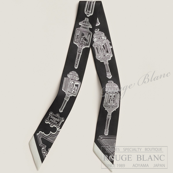 エルメス　ツイリースカーフ　"メルヴェイユーズ・ランタン"　ノワール×ブラン　【新品】 HERMES Twilly Scarf  "Merveilleuses Lanternes" Noir×Blanc 【NEW】