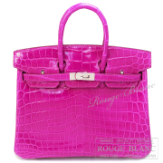 エルメス　バーキン25　ローズシェヘラザード　クロコダイルニロティカス　リセ　シルバー金具　【新品】 HERMES Birkin25 Rose Scheherazade Crocodile Niloticus Lisse Silver Buckle 【NEW】