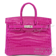エルメス　バーキン25　ローズシェヘラザード　ニロティカスリセ　シルバー金具  【中古】 HERMES Birkin25 Rose Scheherazade Crocodile Niloticus lisse Silver Buckle【USED】