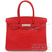 エルメス バーキン30　ゼラニウム  クロコダイル　アリゲーター　マット　 シルバー金具 【新品】 HERMES Birkin30  Geranium　Crocodile Alligator mat Silver Buckle 【NEW】