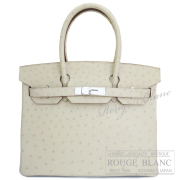 エルメス　バーキン30　パーシュマン　オーストリッチ　シルバー金具　【未使用品】　HERMES Birkin30 Parchemin Ostrich Silver Buckle 【UNUSED】