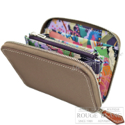 エルメス　アザップ　シルクイン　コンパクト　エトゥープ  (内側 カシス) 　【新品】 HERMES Azap silk in Compact Etoupe (Inside Cassis) White stitch【NEW】