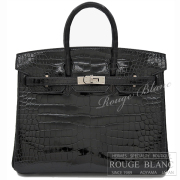 エルメス　バーキン25　黒　ブラック　クロコダイルポロサス リセ　シルバー金具 【新品】 HERMES Birkin25 Black Crocodile Porosus Lisse Silver Buckle 【NEW】