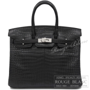 エルメス　バーキン25　黒　ブラック　クロコダイル　ポロサスマット　シルバー金具 【新品】 HERMES Birkin25 Black Crocodile Porosus Mat Silver Buckle 【NEW】