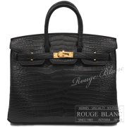 エルメス　バーキン25　黒　ブラック　クロコダイル　ポロサスマット　ゴールド金具 【新品】 HERMES Birkin25 Black Crocodile Porosus Mat Gold Buckle 【NEW】