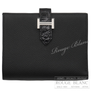 エルメス　ベアンコンパクトタッチ　黒　ブラック　クロコダイル　アリゲーターリセ×エプソン　シルバー金具 【新品】 HERMES Wallet Bearn Compact Touch Black Crocodile Alligator lisse×Epsom Silver Buckle【NEW】