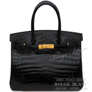 エルメス バーキン30 ブラック　黒　クロコダイル  ニロティカス　リセ 　ゴールド金具 【新品】 HERMES Birkin30 Black Crocodile Niloticus lisse Gold Buckle 【NEW】