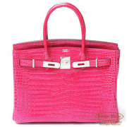 エルメス バーキン30 フューシャピンク ポロサス WGダイヤ金具 【新品】HERMES Birkin30 Fuschia Crocodile Porosus Lisse 【NEW】