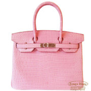エルメス　バーキン30　ピンク　ポロサスマット　S金具 【新品】 HERMES Birkin30 Pink Crocodile Porosus mat 【NEW】