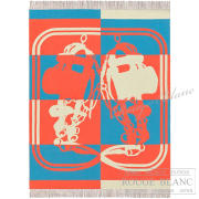 エルメス　プレード　ブランケット　”ブリッド・ドゥ・ガラ”　コクリコ×アズール　ひざ掛け　【新品】 HERMES Plaid Blanket "Brides de Gala" Coquelicot×Azur 【NEW】