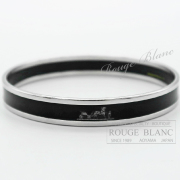 エルメス　エマイユPM　カレーシュ　バングル　ブレスレット　ブラック　シルバー金具　【中古】 HERMES Email PM Caleche Bangle Bracelet Black Silver Buckle 【USED】