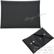 エルメス　カルヴィ　デュオ　カードケース　名刺入れ　コインケース　黒　ブラック　エプソン 【新品】　HERMES Calvi duo (Cardcase/Coin case) Black Epsom【NEW】
