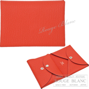 エルメス　カルヴィ　デュオ　カードケース　名刺入れ　コインケース　カプシーヌ　シェーヴル　ミゾール　【新品】 HERMES Calvi duo (Cardcase/Coin case) Capucine Chevre mysore 【NEW】