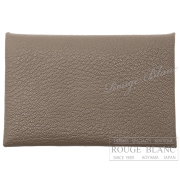 エルメス　カルヴィ　カードケース　名刺入れ　エトゥープ　シェーヴル【新品】 HERMES Calvi Cardcase Etoupe Chevre【NEW】