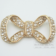 シャネル　B12P　ブローチ　リボン　ラインストーン　ゴールド　【中古】　CHANEL Broach  Gold 【USED】
