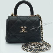 シャネル　ココハンドル　マイクロ 　チェーンバッグ　ブラック　キャビアスキン　シャンパンゴールド金具 【新品】CHANEL Coco handle Micro Black Chain shoulder bag【NEW】