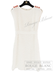 シャネル　ツイードワンピース　ホワイト　#36　17P　P56049　キューバライン　ライオンボタン【中古】 CHANEL Tweed One piece Dress White 【USED】