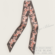 エルメス　ツイリースカーフ　"自由の馬"　グリ・トープ×ヴューローズ×ブラン　【新品】 HERMES Twilly Scarf  "Chevaux en Liberte" Gris Taupe×Vieux Rose×Blanc【NEW】