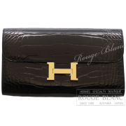 エルメス　コンスタンスロング　トゥーゴー　黒　ブラック　クロコダイル　アリゲーターリセ　ゴールド金具  【新品】HERMES Constance long To Go Black Crocodile Alligator Lisse Gold Buckle【NEW】