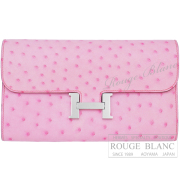 エルメス　コンスタンスロング　トゥーゴー　ローズバブルガム　オーストリッチ　シルバー金具　【新品同様】 HERMES Constance long To Go Rose bubblegum Ostrich Silver Buckle 【USED】