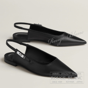 エルメス　バレエシューズ　”ラヴリー” 　黒　ブラック　#38　シルバー金具【新品】　HERMES Ballet  Shoes "Lovely" Black Silver Buckle【NEW】