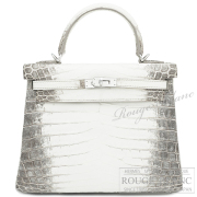 エルメス　ケリー25　ヒマラヤ　クロコダイル　ニロティカスマット　シルバー金具　【未使用品】 HERMES Kelly25 Himalaya Crocodile Niloticus Mat Silver Buckle【UNUSED】