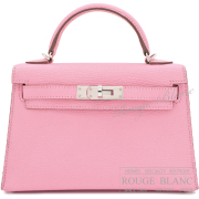 エルメス　ケリーミニ 2/ミニケリー 2　ローズコンフェッティ　シェーヴル　シルバー金具　外縫い　【中古】　HERMES Mini Kelly 2 Rose confetti Chevre Silver Buckle 【USED】