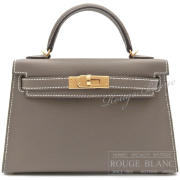 エルメス　ケリーミニ 2/ミニケリー 2　エトゥープ　エプソン　ゴールド金具　外縫い　【新品】　HERMES Mini Kelly 2 Etoupe Epsom Gold Buckle 【NEW】