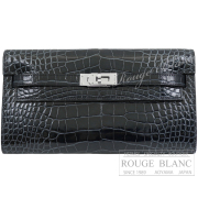 エルメス　ケリーウォレット ロング トゥーゴー　ヴェールルソー　クロコダイル　アリゲーターリセ　シルバー金具　【新品】　HERMES Kelly Wallet Long To Go Vert rousseau Crocodile Alligator lisse Silver Buckle 【NEW】