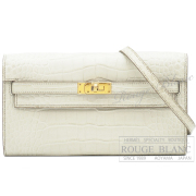 エルメス　ケリーウォレットロング　トゥーゴー　ベトン　クロコダイル　アリゲーターマット　ゴールド金具　【未使用品】　HERMES Kelly Wallet Long To Go Beton Crocodile Alligator Mat Gold Buckle【UNUSED】